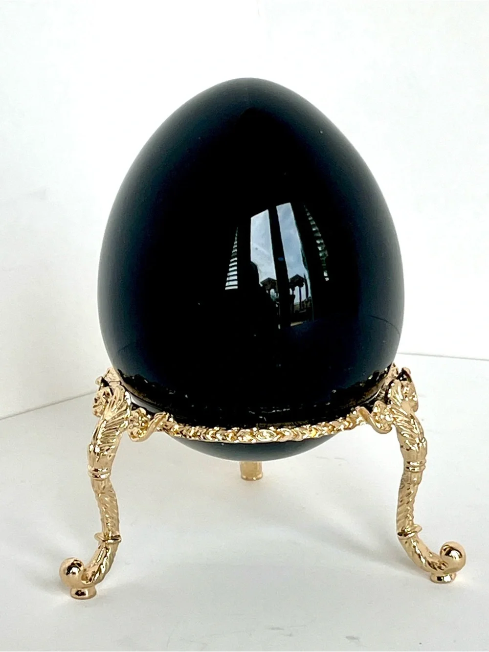 Black Silver Sheen Obsidian Egg large palm sized